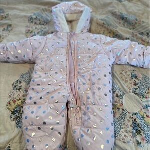 Carter's Pink Snowsuit with Silver Accents